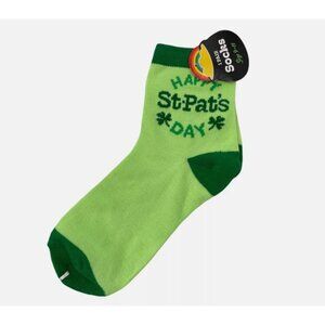 Happy St. Pats Day Green Socks With Shamrocks